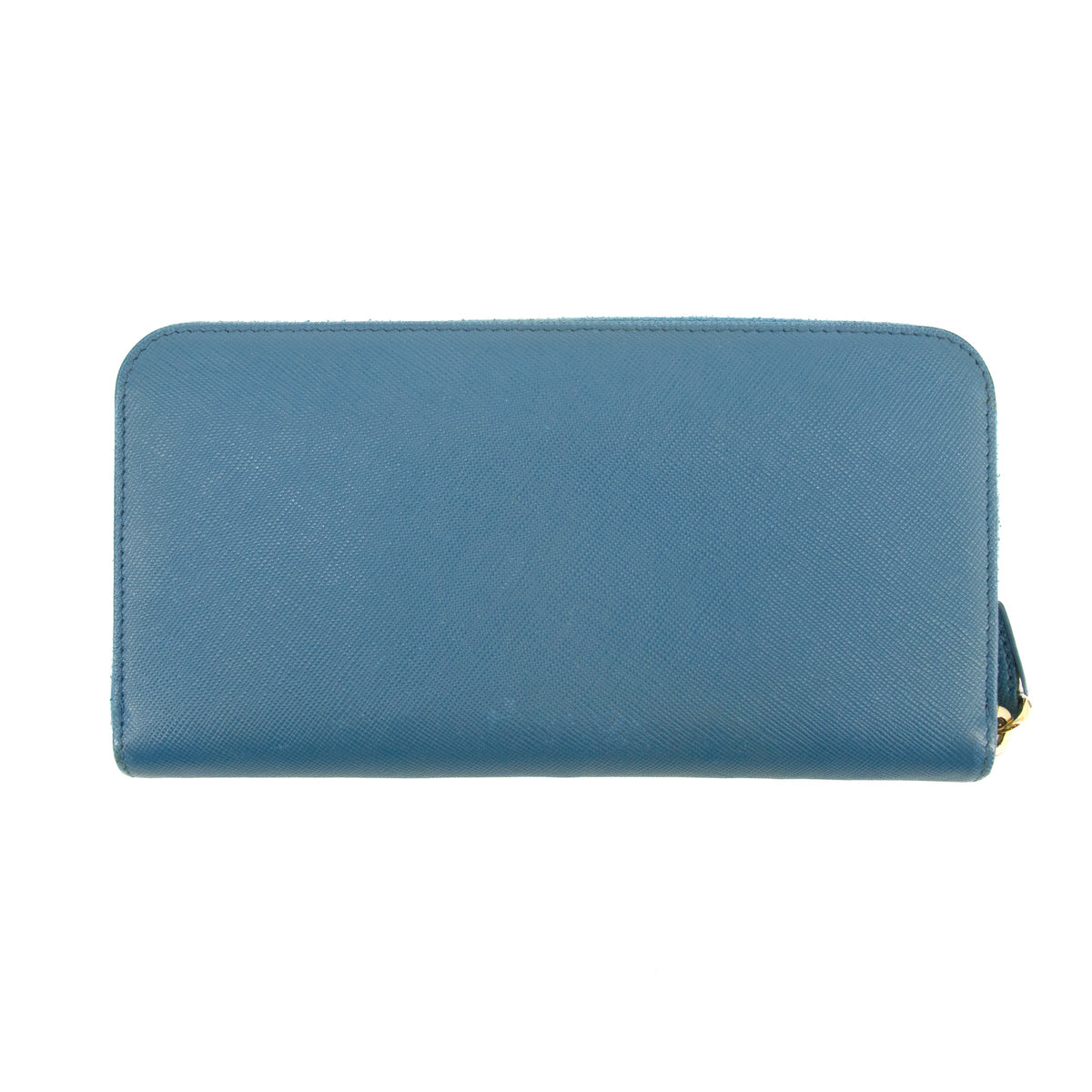 Prada Blue Saffiano Leather Long Bow Zip Around Wallet #3427