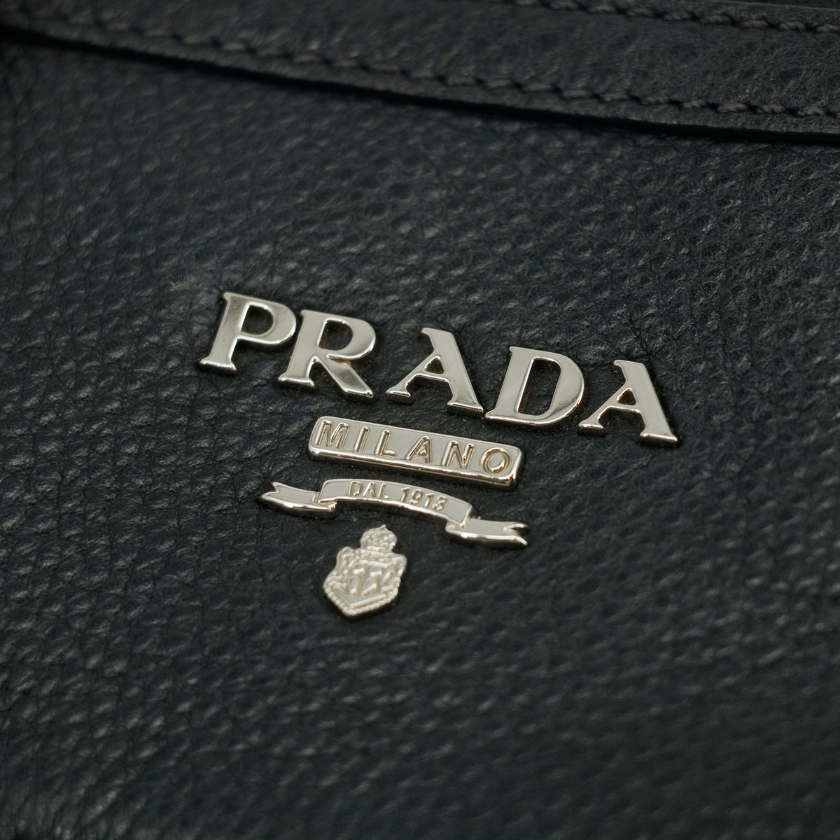 Prada Vitello Phenix Black Top Handle 2Way Shopping Shoulder Bag #3577