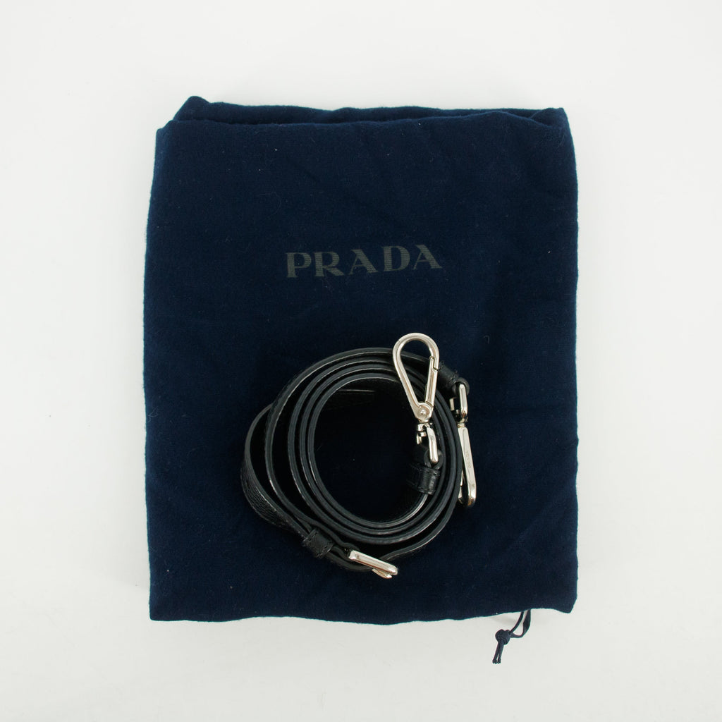 Prada Vitello Phenix Black Top Handle 2Way Shopping Shoulder Bag #3577