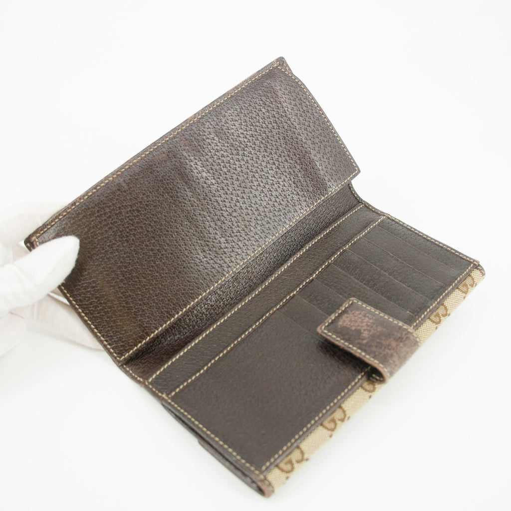 Gucci GG Canvas Beige Bow Long Wallet #3585