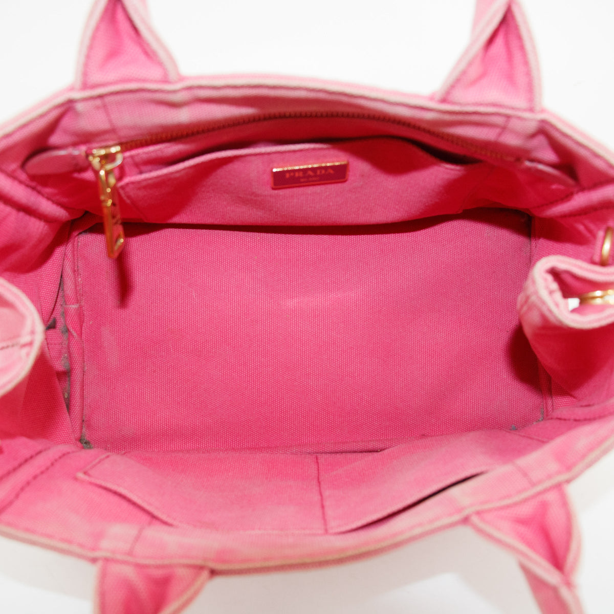 Prada Pink Canvas Canapa Logo 2Way Tote Bag Small #3600
