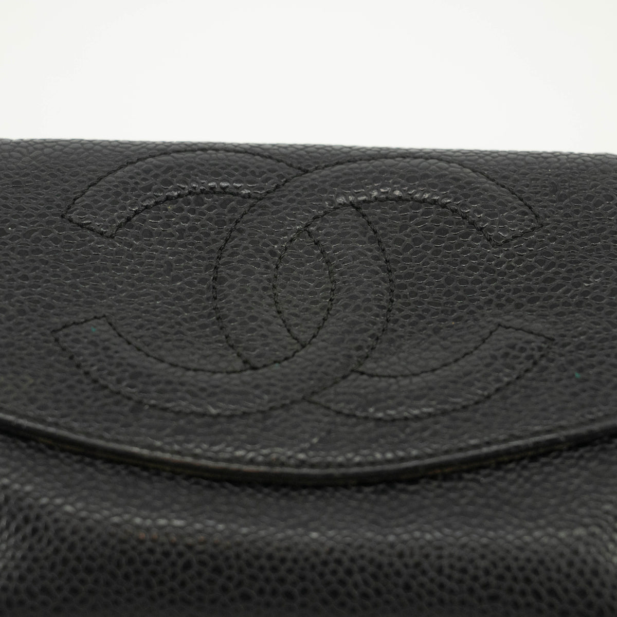 Chanel Caviar Skin Black Compact Bifold Wallet #3714