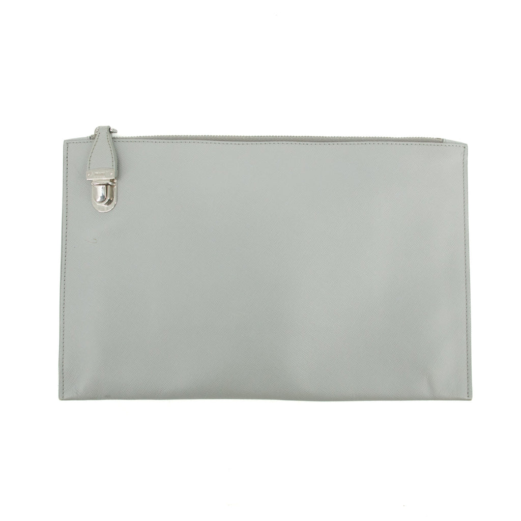 Prada Saffiano Leather Grey Clutch Bag #3727