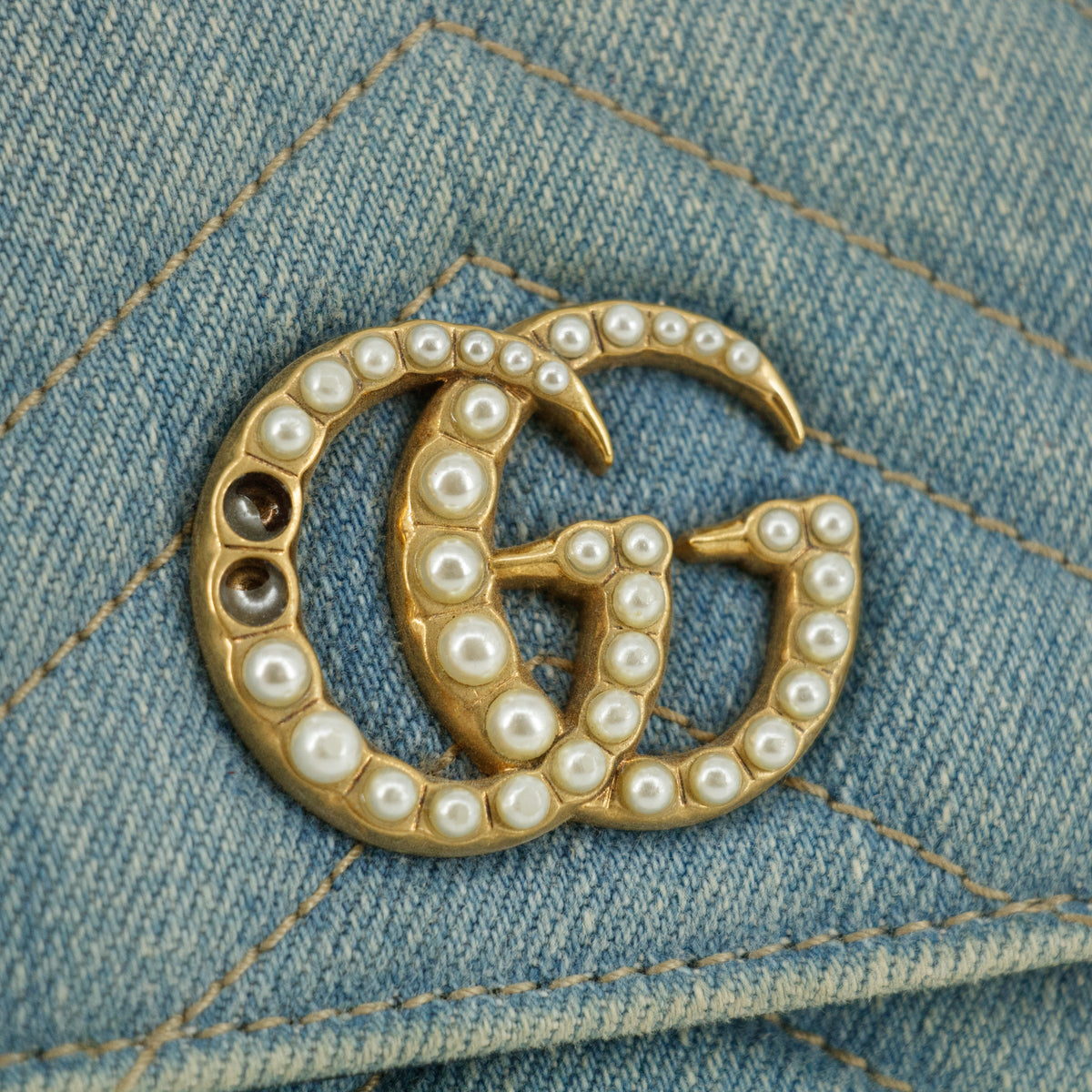 Gucci Denim Blue Marmont Continental Long Wallet #4717