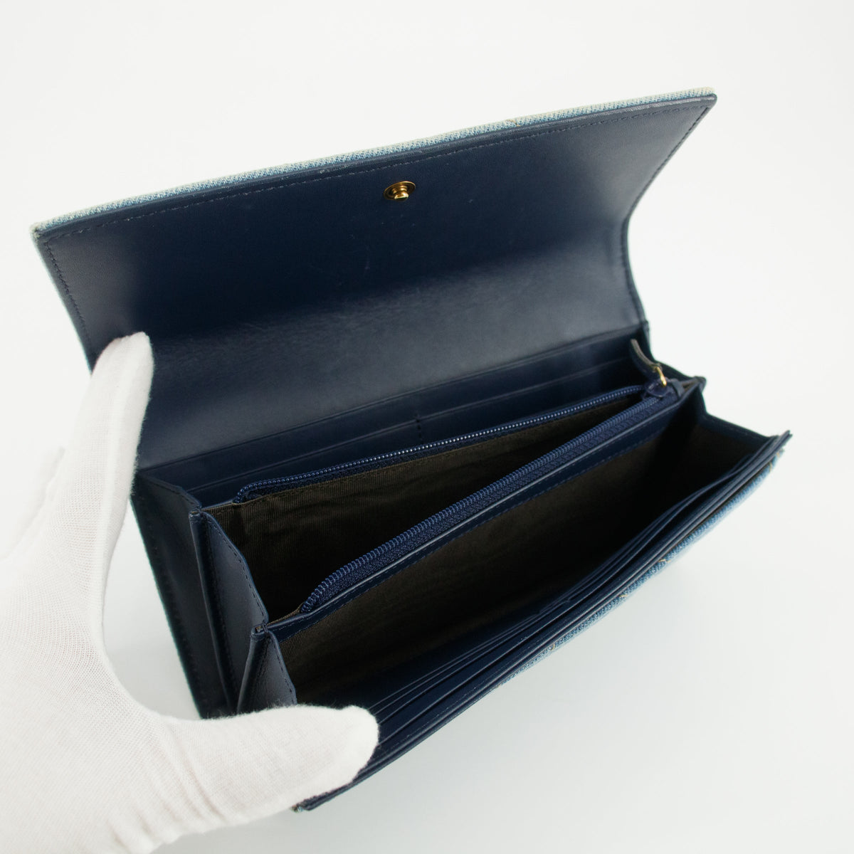 Gucci Denim Blue Marmont Continental Long Wallet #4717