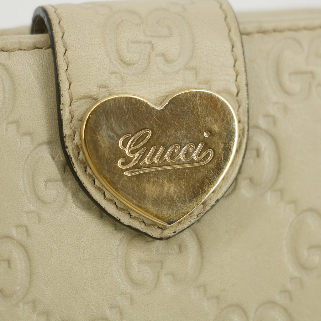 Gucci Guccissima White Heart Continental Long Wallet #5172