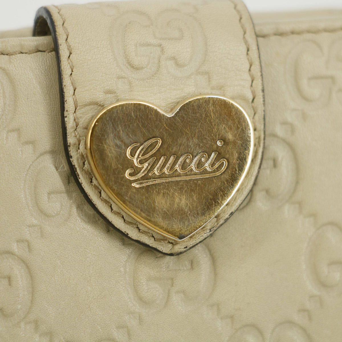 Gucci Guccissima White Heart Continental Long Wallet #5172