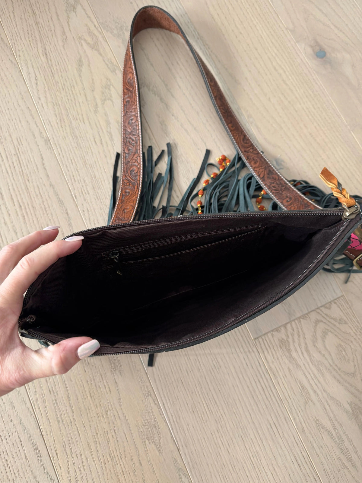 Howdy Tooled Leather Handbag Purse