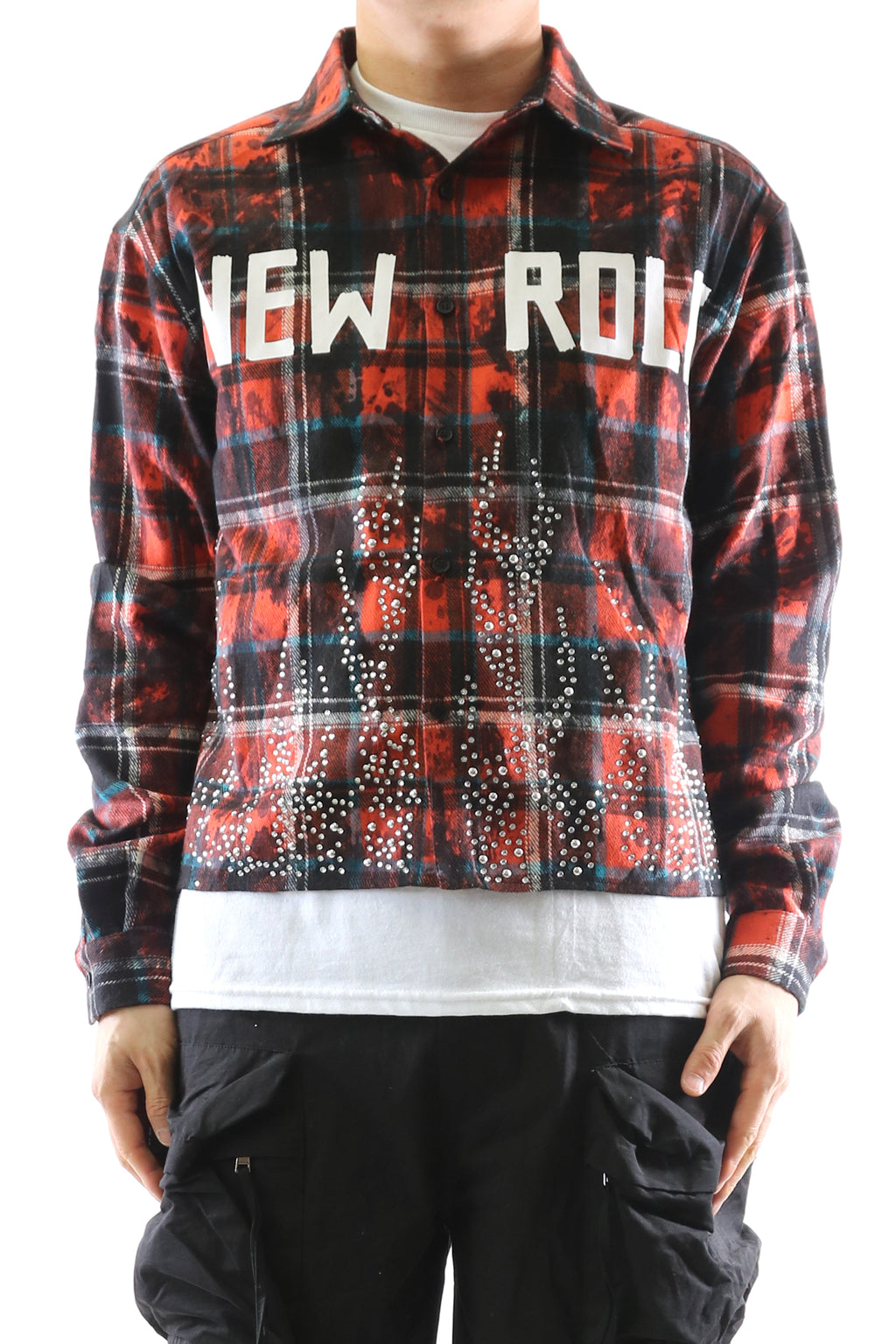 VERIN Heavy Flannel Crop Top Button Down Shirt