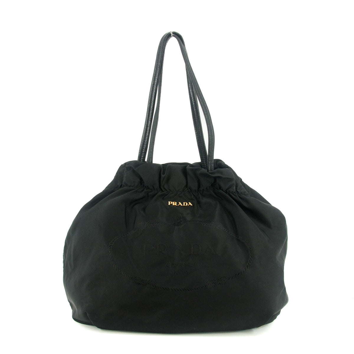 Prada Black Tessuto Nylon x Leather Shoulder Bag #7704
