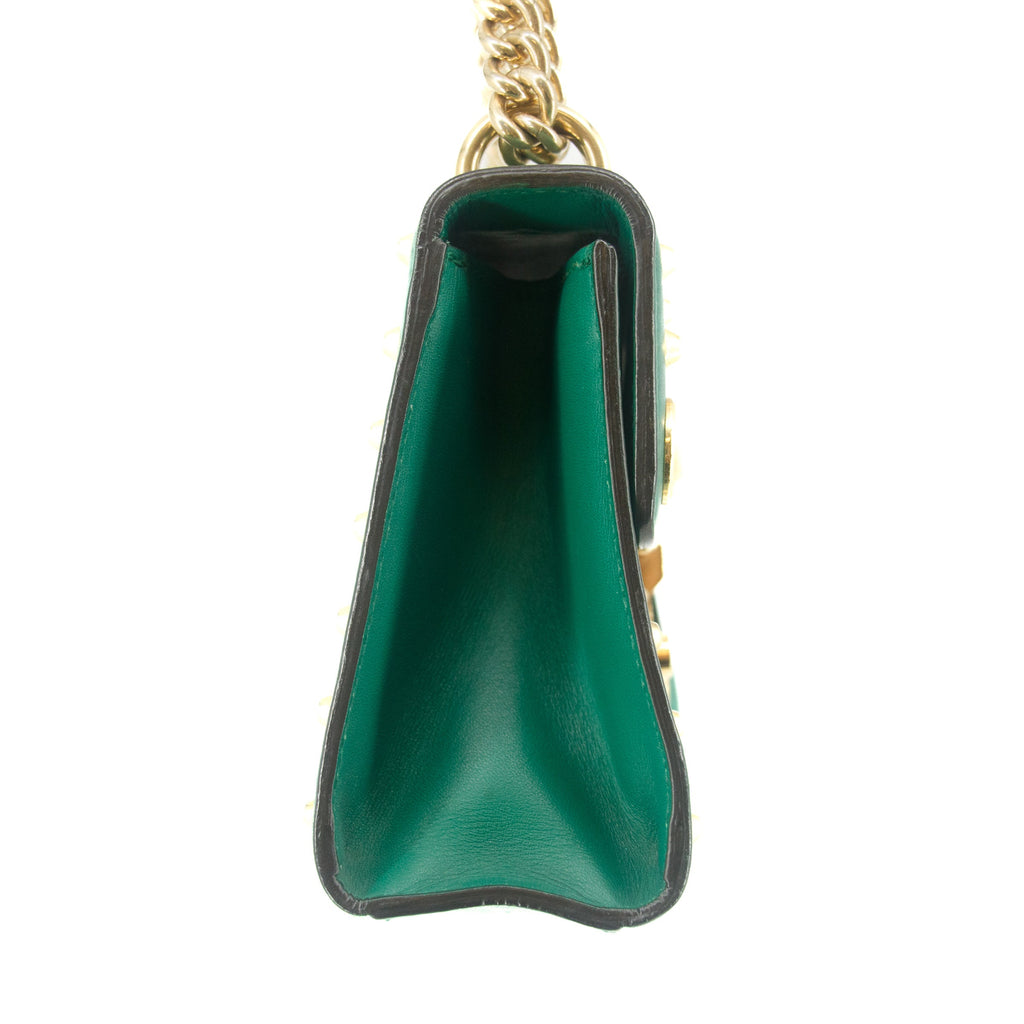 Gucci Small Pearl Studded Padlock Crossbody Bag Green #9219