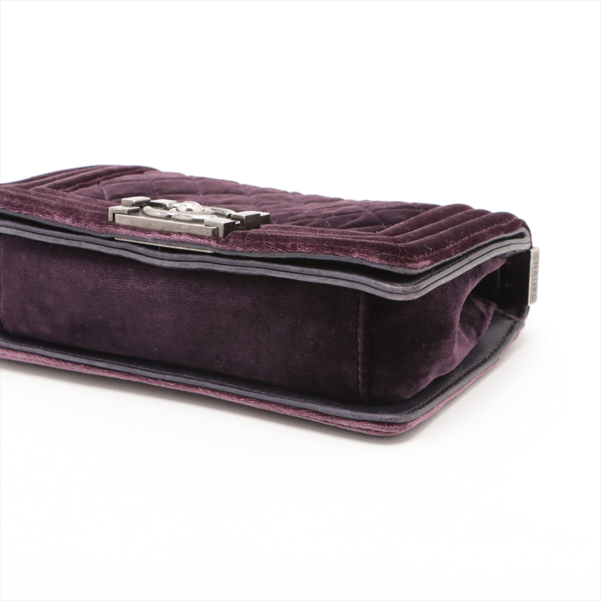 Chanel Boy 20 Small Purple Velvet Chain Shoulder Bag Purple Gunmetal Fittings 17 Series #3748
