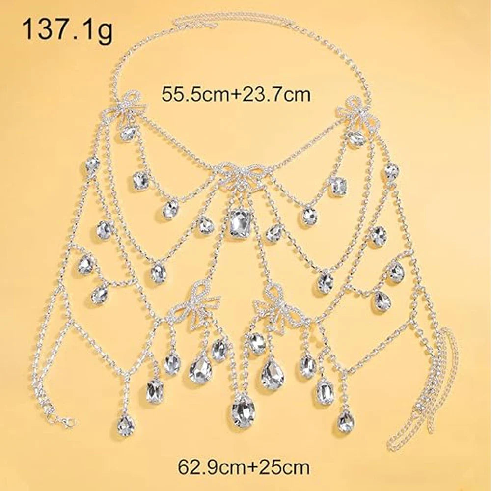 Exaggerated Rhinestone Butterfly Body Chain Top – Luxury Crystal Butterfly Pendant Bra Harness for Stage Costumes, Festivals & Raves
