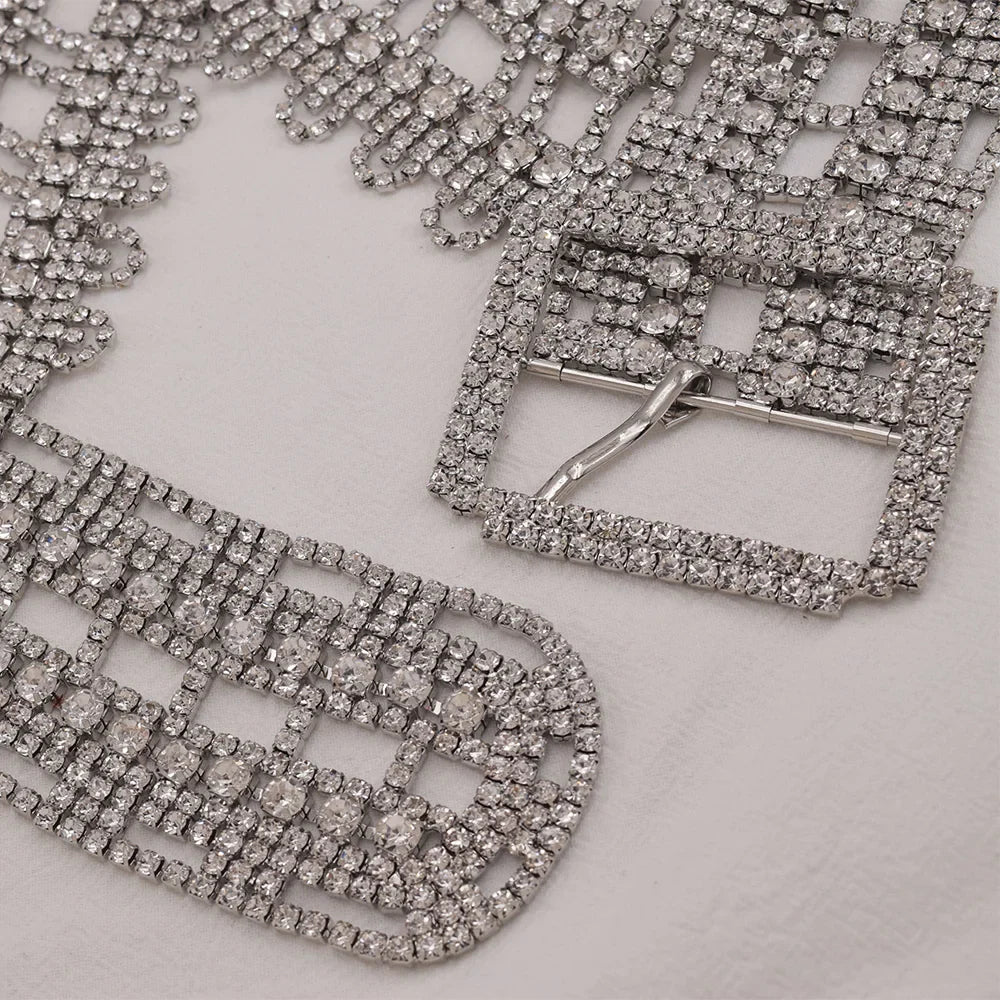V-neck Rhinestone Crystal Halter Top