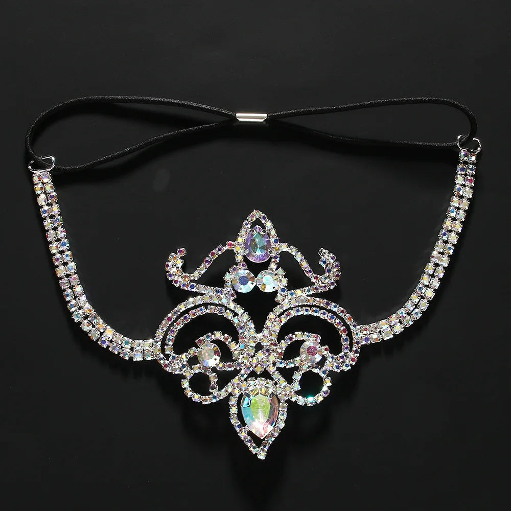 Geometric Rhinestone Thigh Chain – Elastic Crystal Leg Jewelry for Festivals, Raves & Clubwear