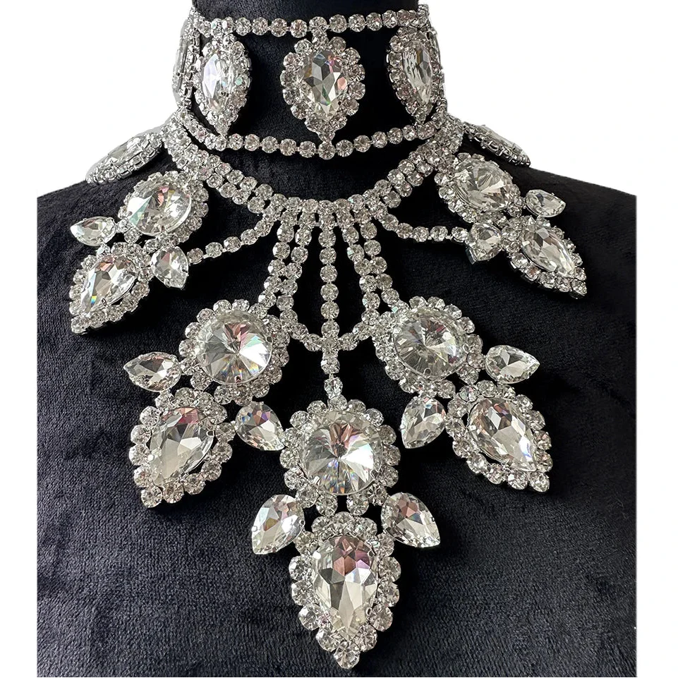 Large Crystal Drop Pendant Necklace