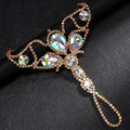 Geometric Rhinestone Finger Bracelet – Elegant Crystal Hand Chain Ring Jewelry for Festivals, Weddings & Clubwear
