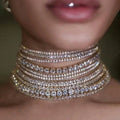Multi Layered Rhinestone Chain Choker Necklace